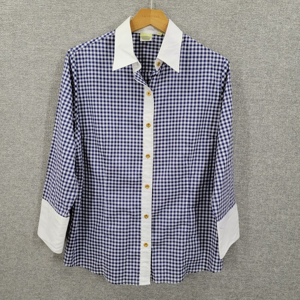CRAIG TAYLOR MIA GINGHAM BUTTON SHIRT, SIZE L